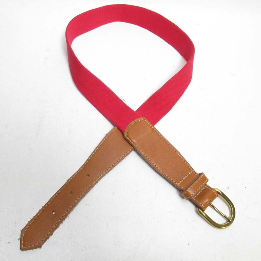 Vtg Leather Shop Golf Belt Women M Red Stretch Canvas Brass Buckle Adjustable